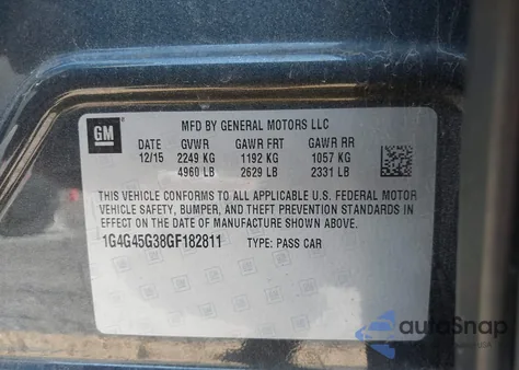 2016 Buick Lacrosse Sport Touring from USA, damaged, VIN 1G4G45G38GF182811